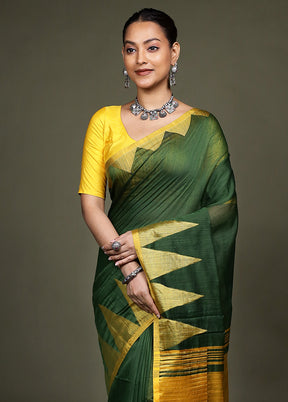 Green Matka Silk Saree With Blouse Piece