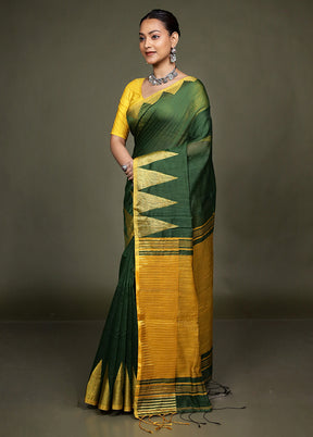 Green Matka Silk Saree With Blouse Piece
