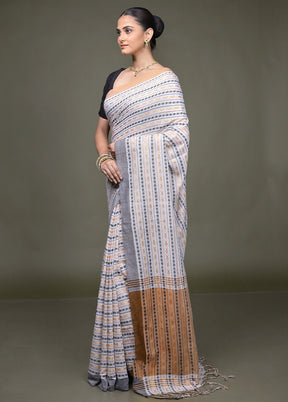 White Matka Silk Saree With Blouse Piece