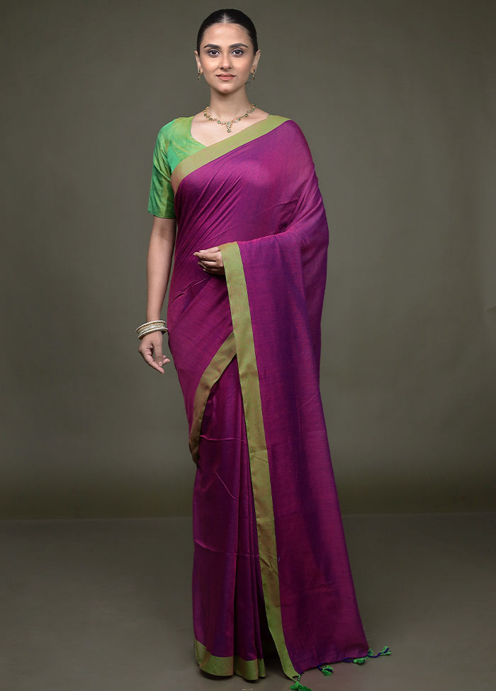 Purple Matka Silk Saree With Blouse Piece