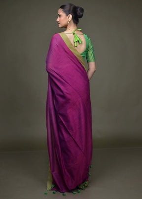 Purple Matka Silk Saree With Blouse Piece