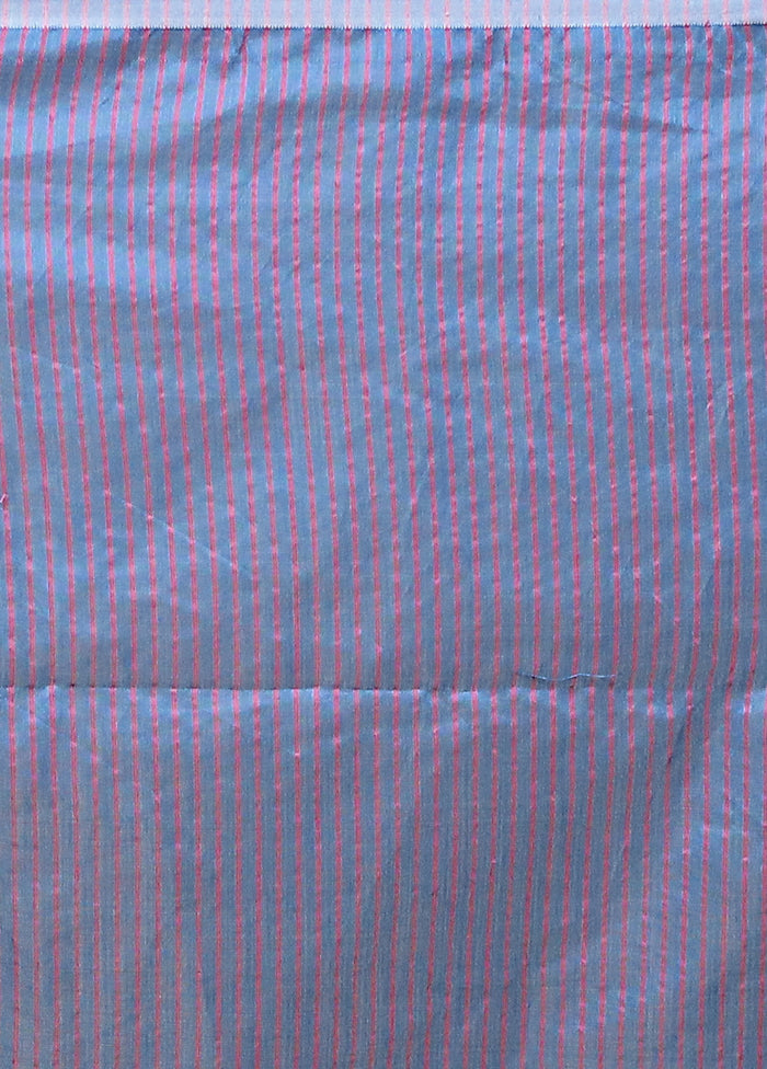 Blue Matka Silk Saree With Blouse Piece