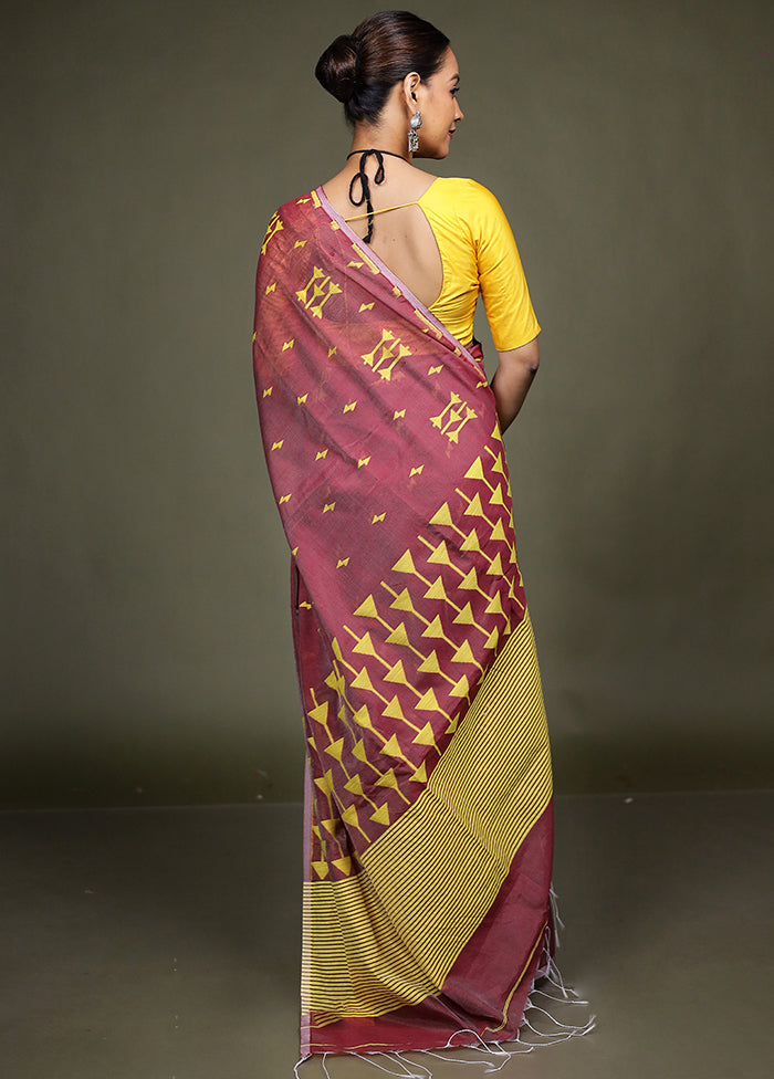 Maroon Matka Silk Saree With Blouse Piece