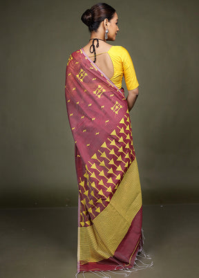 Maroon Matka Silk Saree With Blouse Piece