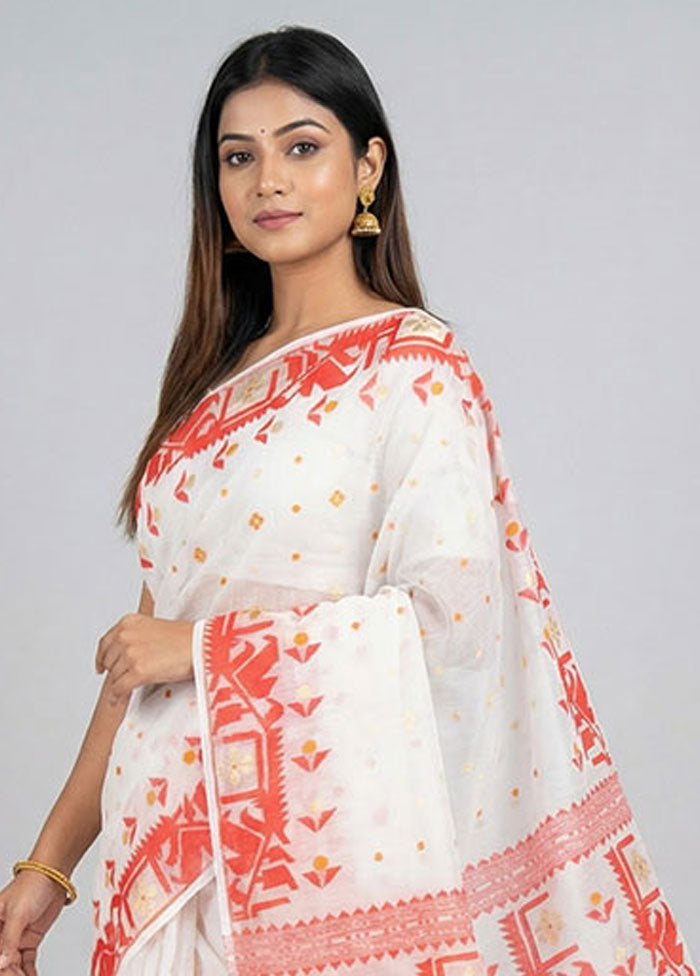 White Matka Silk Saree With Blouse Piece