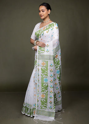 White Matka Silk Saree With Blouse Piece