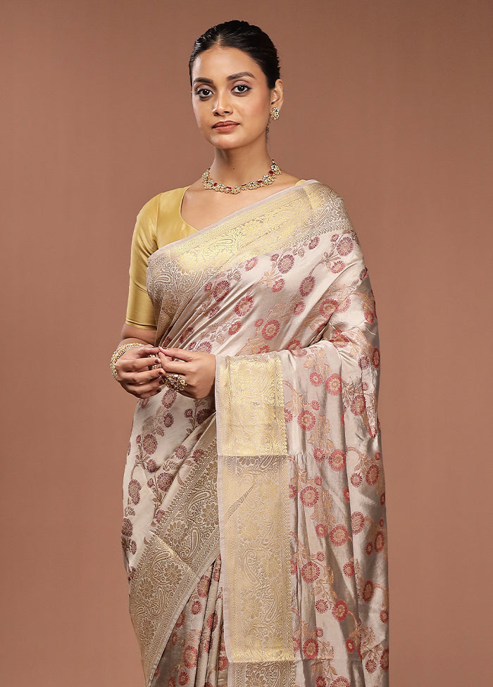 Cream Dupion Silk Saree With Blouse Piece