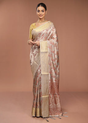 Cream Dupion Silk Saree With Blouse Piece
