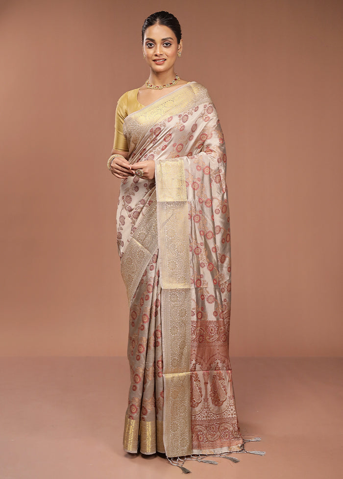 Cream Dupion Silk Saree With Blouse Piece