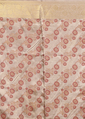 Cream Dupion Silk Saree With Blouse Piece