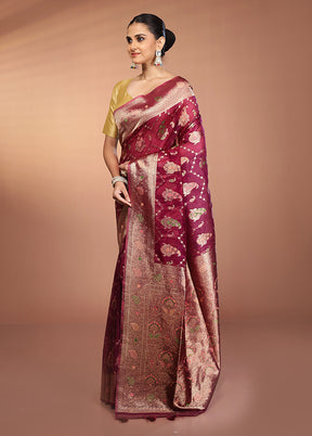 Purple Organza Saree With Blouse Piece