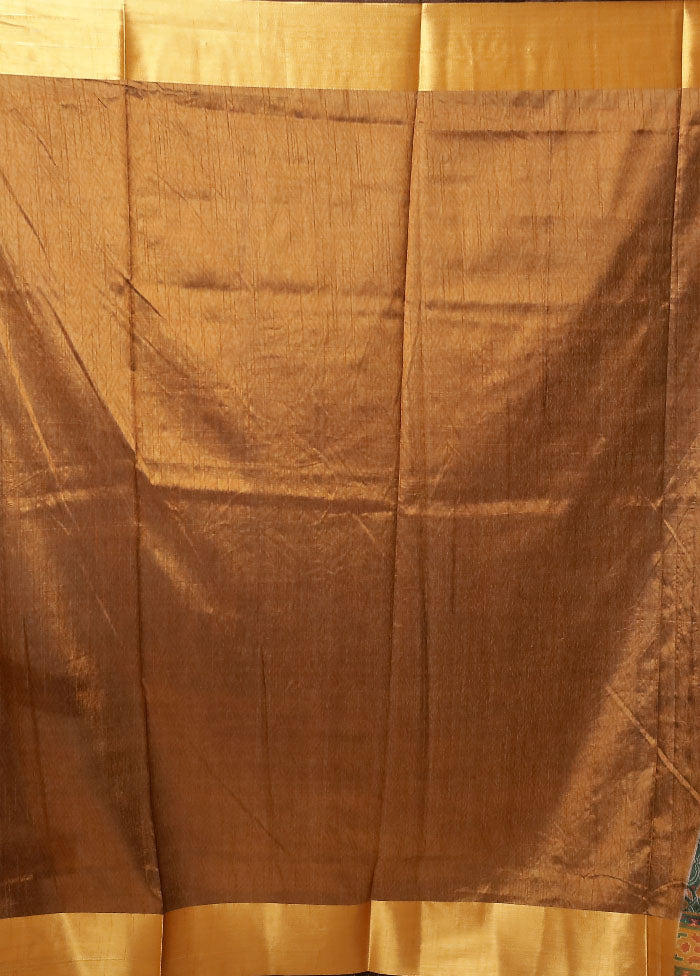 Green Dupion Silk Saree With Blouse Piece