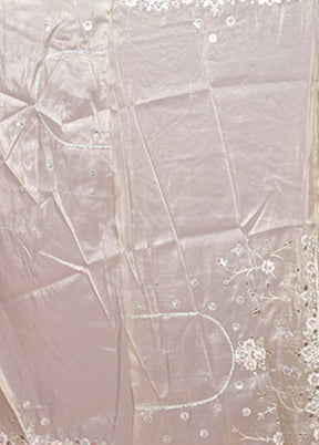 Cream Tissue Silk Saree With Blouse Piece