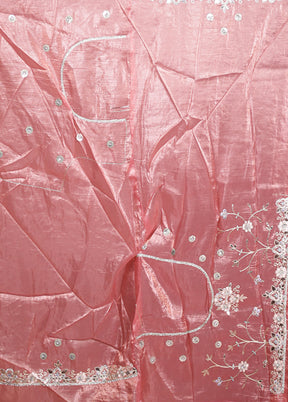 Pink Tissue Silk Saree With Blouse Piece