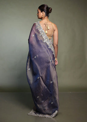Grey Tissue Silk Saree With Blouse Piece