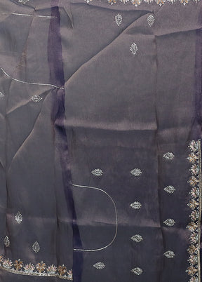 Grey Tissue Silk Saree With Blouse Piece