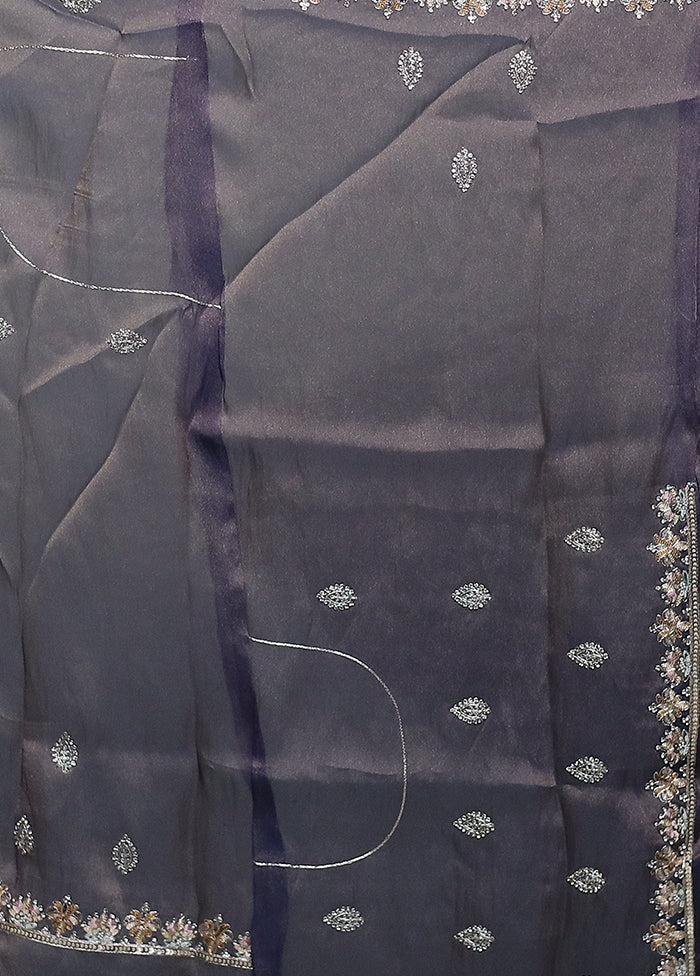 Grey Tissue Silk Saree With Blouse Piece