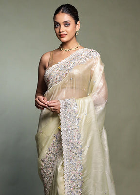 Cream Tissue Silk Saree With Blouse Piece
