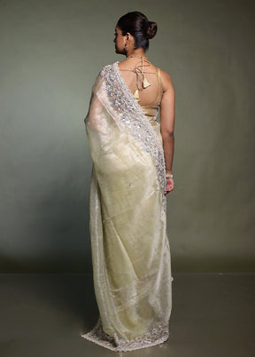 Cream Tissue Silk Saree With Blouse Piece