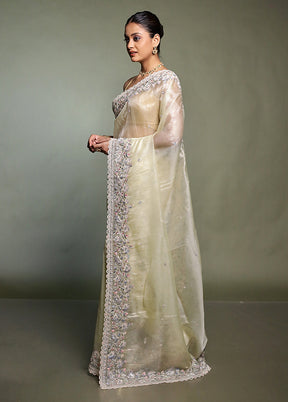 Cream Tissue Silk Saree With Blouse Piece