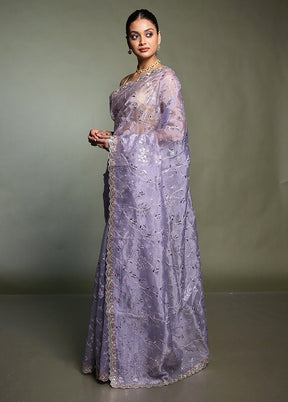 Purple Tissue Silk Saree With Blouse Piece