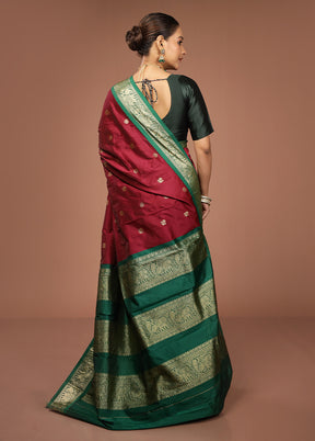 Pink Kanjivaram Silk Saree With Blouse Piece