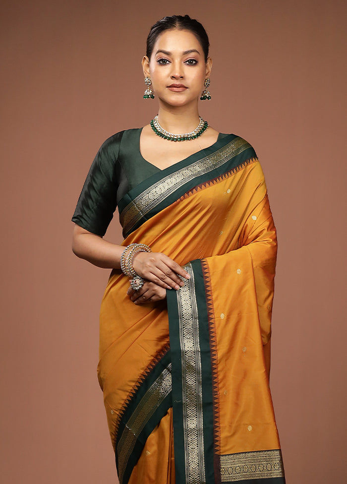 Yellow Kanjivaram Silk Saree With Blouse Piece