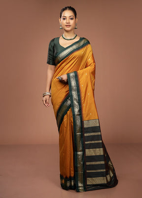 Yellow Kanjivaram Silk Saree With Blouse Piece