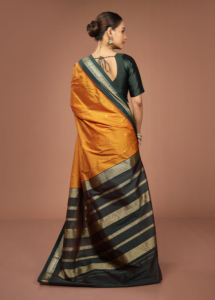Yellow Kanjivaram Silk Saree With Blouse Piece