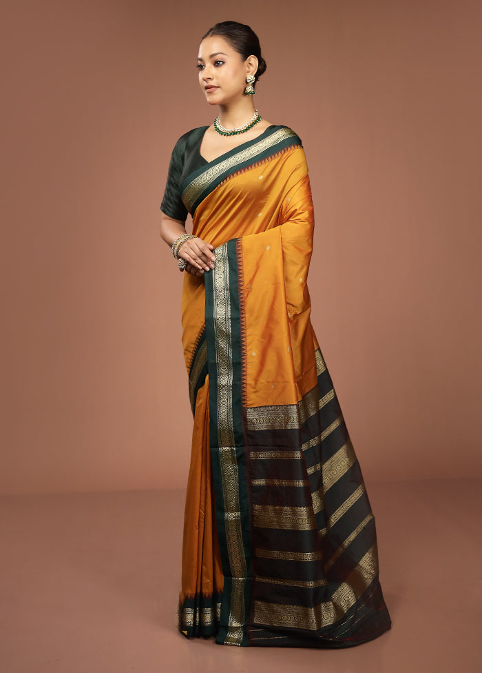 Yellow Kanjivaram Silk Saree With Blouse Piece