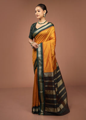 Yellow Kanjivaram Silk Saree With Blouse Piece