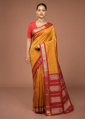 Yellow Kanjivaram Silk Saree With Blouse Piece