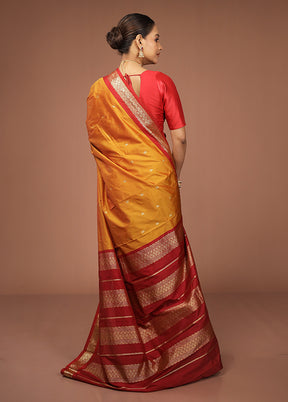 Yellow Kanjivaram Silk Saree With Blouse Piece