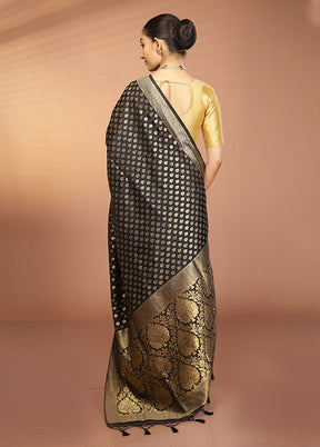 Black Dupion Silk Saree With Blouse Piece
