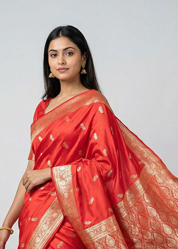 Pink Banarasi Silk Saree With Blouse Piece