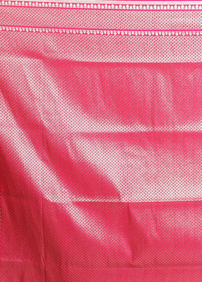 Pink Banarasi Silk Saree With Blouse Piece