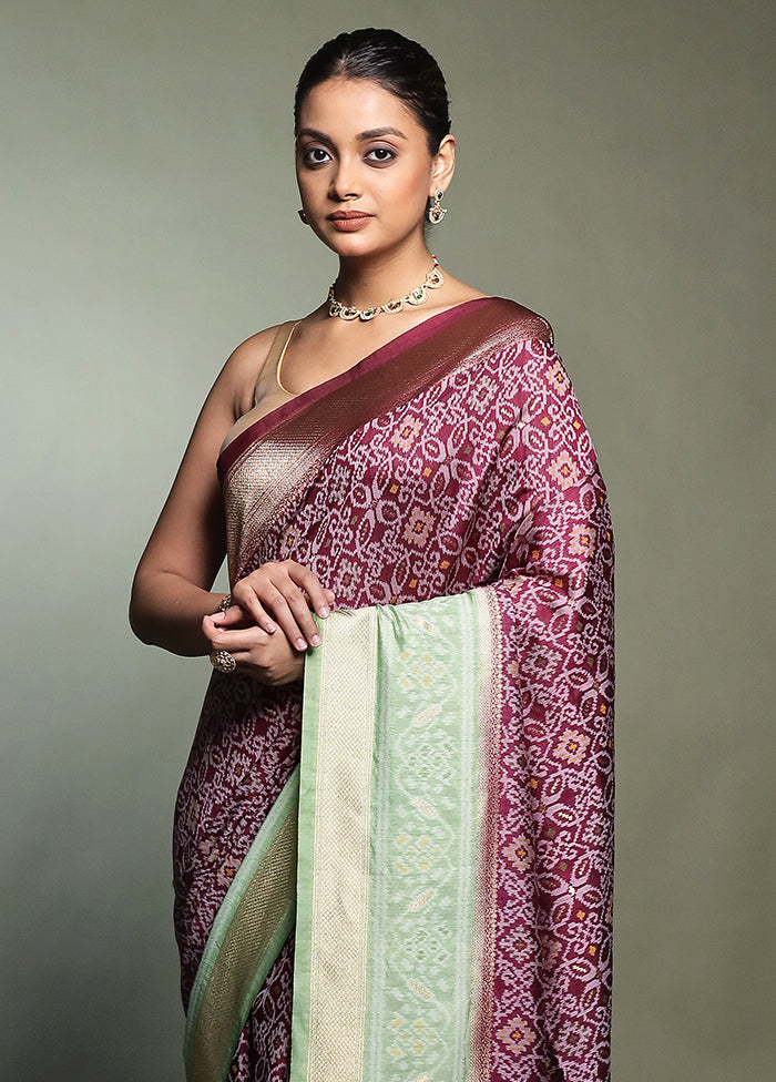 Wine Dupion Silk Saree With Blouse Piece