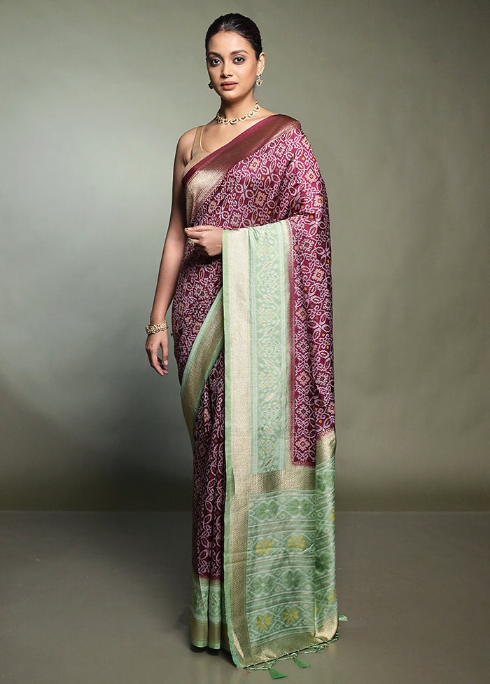Wine Dupion Silk Saree With Blouse Piece
