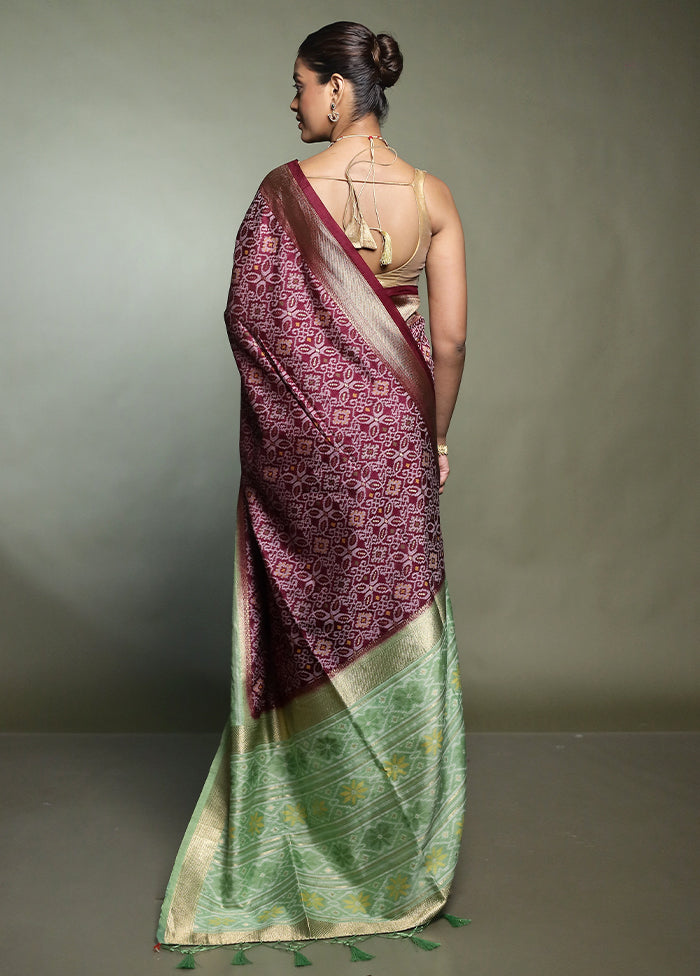 Wine Dupion Silk Saree With Blouse Piece