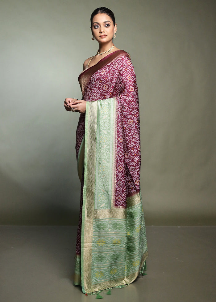 Wine Dupion Silk Saree With Blouse Piece