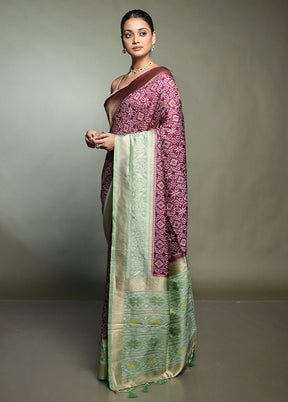 Wine Dupion Silk Saree With Blouse Piece