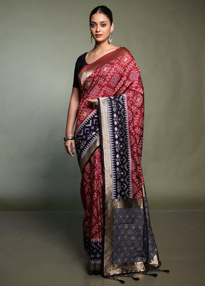 Maroon Dupion Silk Saree With Blouse Piece