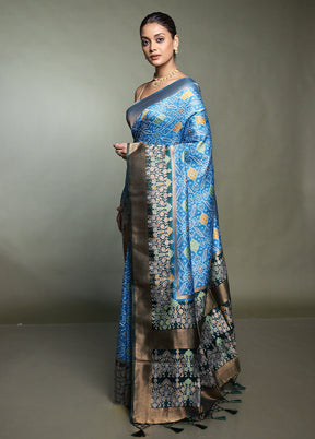 Green Dupion Silk Saree With Blouse Piece