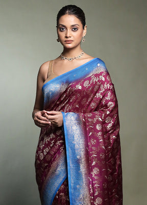Purple Dupion Silk Saree With Blouse Piece