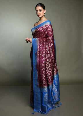 Purple Dupion Silk Saree With Blouse Piece