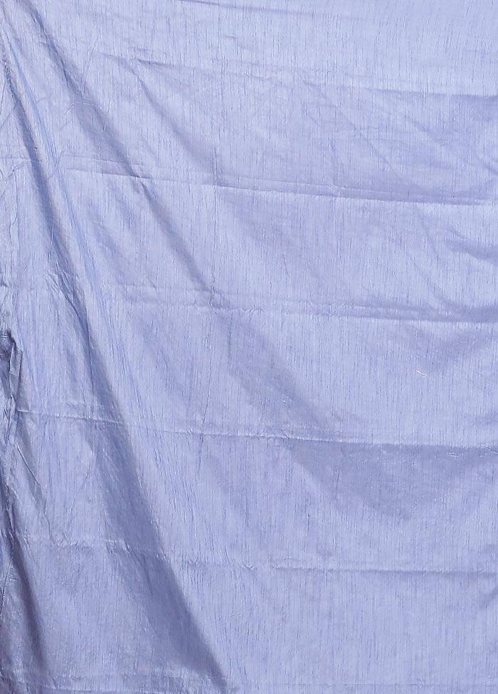 Blue Dupion Silk Saree With Blouse Piece