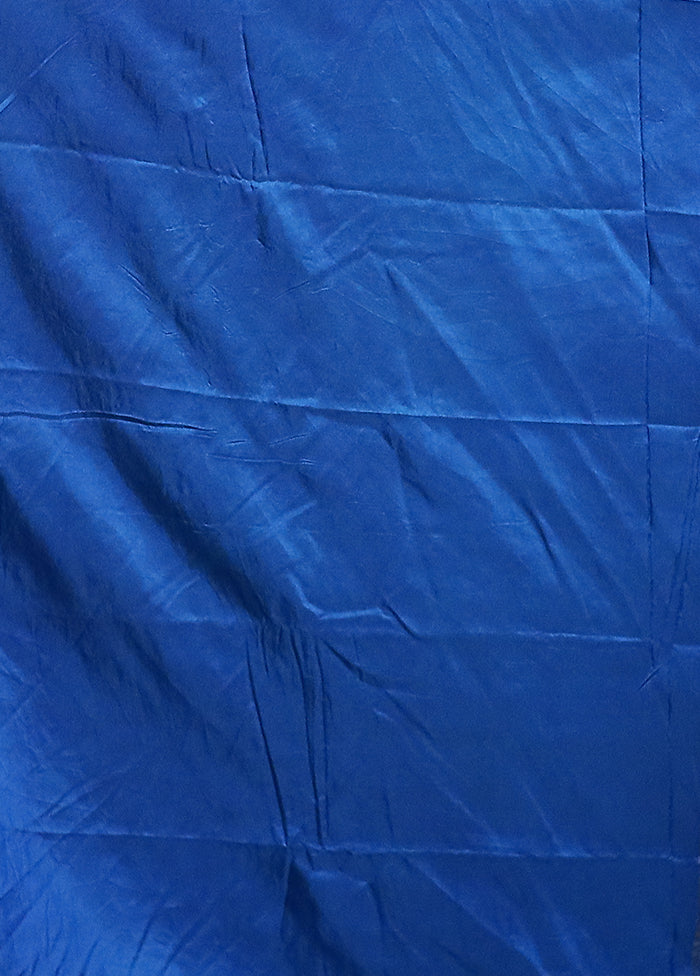 Blue Dupion Silk Saree With Blouse Piece