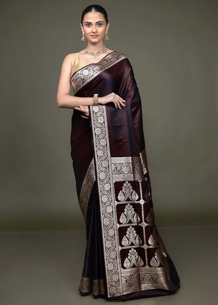 Brown Banarasi Silk Saree With Blouse Piece