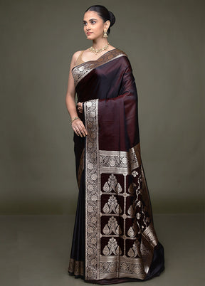 Brown Banarasi Silk Saree With Blouse Piece