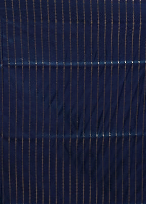 Blue Banarasi Silk Saree With Blouse Piece